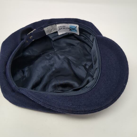 Betmar New York Beret Hat Cap Blue One Size Adjustable Blank Poly Blend - Picture 7 of 9